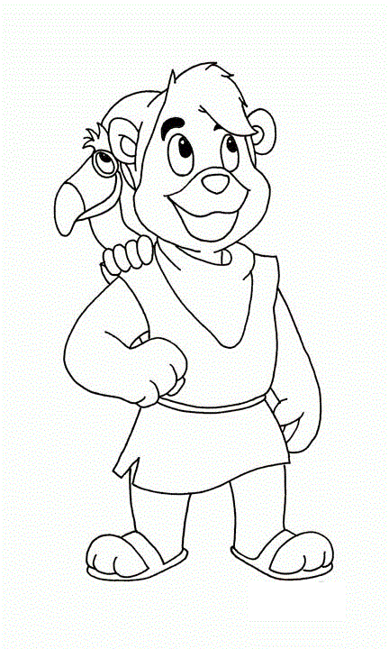 Gusto and the parrot coloring page